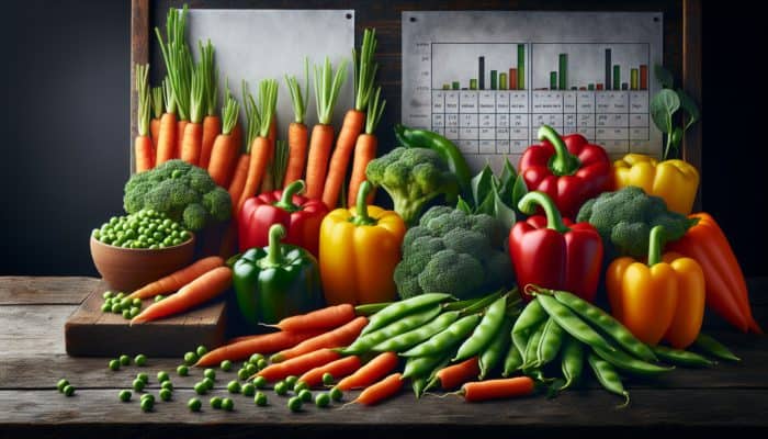 A vibrant selection of fresh vegetables displayed on a rustic wooden table, ready for stir-frying.