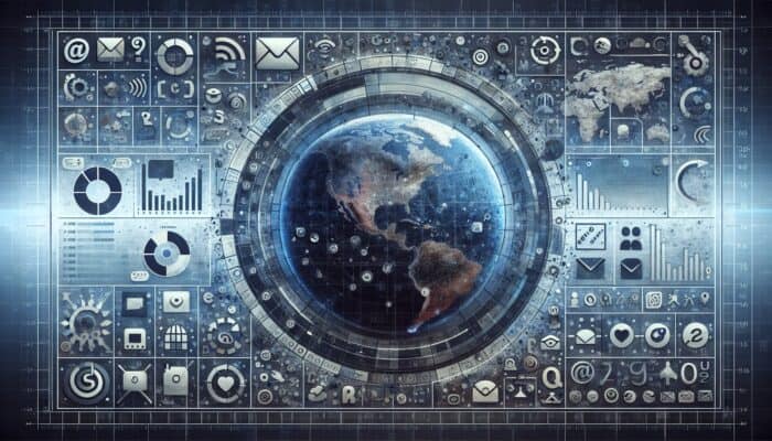 A digital interface illustrating email frequency settings alongside a graph of subscriber engagement, set against a backdrop of a global communication network.