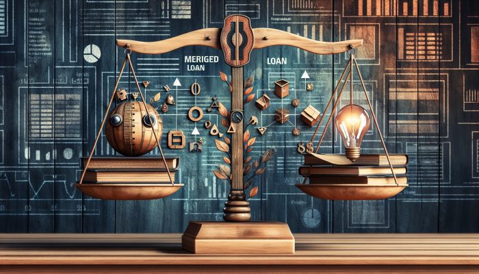 Stepchange vs Debt Consolidation Loans Compared | DCL A balanced scale compares a debt advisor with books and light bulbs to loan documents and a payment envelope on a desk with charts.